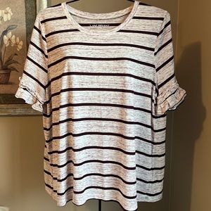 Lane Bryant Striped Blouse with Ruffle Sleeve